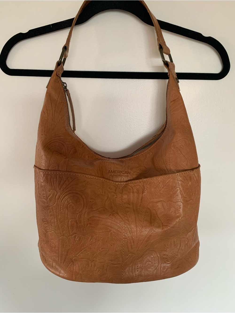 American Leather Company Carrie Hobo Tooled Leather Shoulder Bag